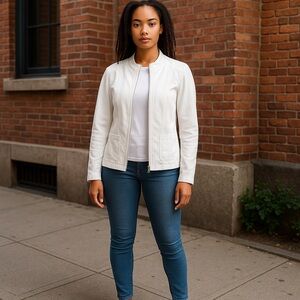 Olsen White Varsity Style Jacket